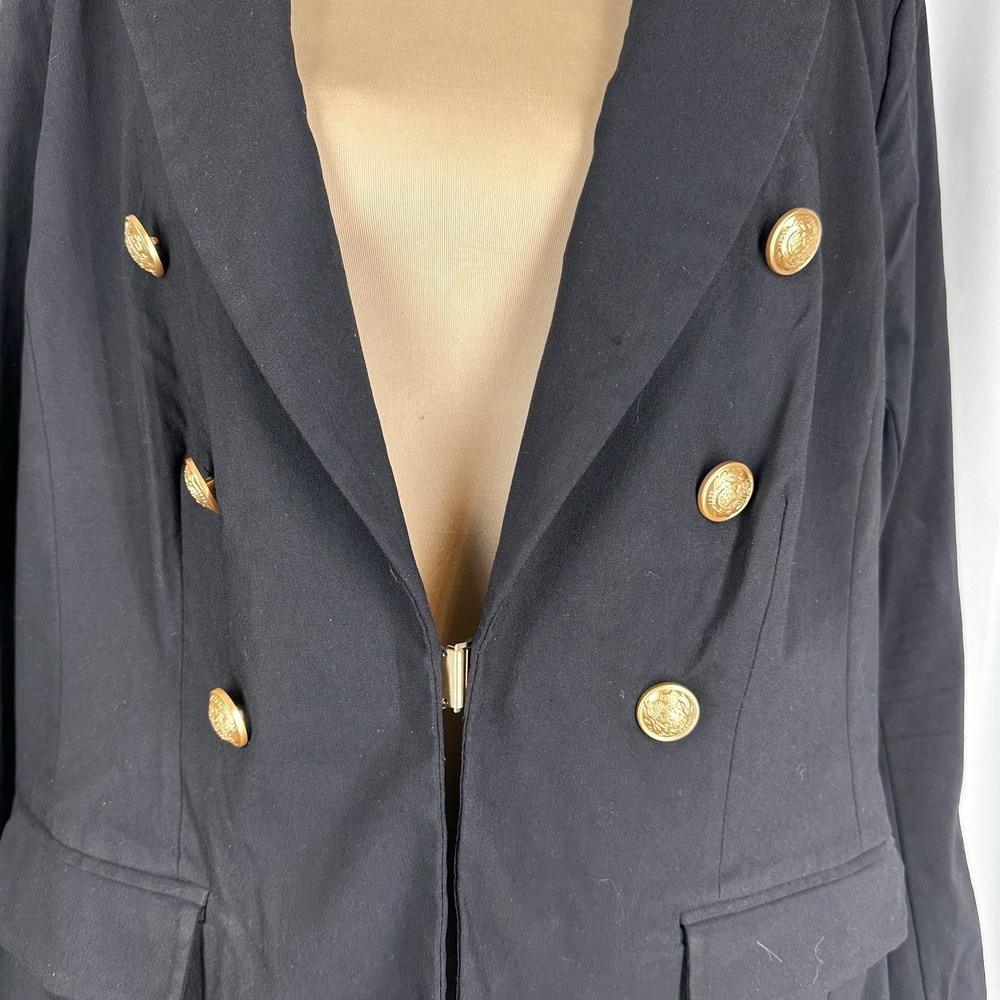 Lane Bryant The Bryant Blazer Sz 18 Hook Closure STRETCHY Gold Button Dbl Breast - Picture 3 of 16